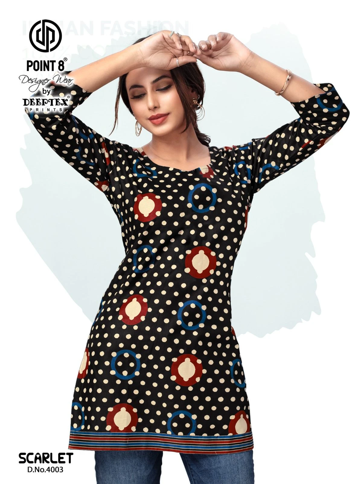 Deeptex Scarlet Vol 4 Cotton Wholesale Short Tops Catalog — Wholesale Cotton Kurti Pant Set, Deeptex wholesale from Surat — view 8